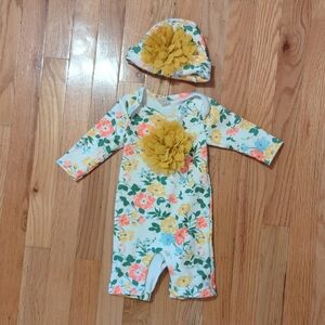 Baby Flower Romper with Matching Hat